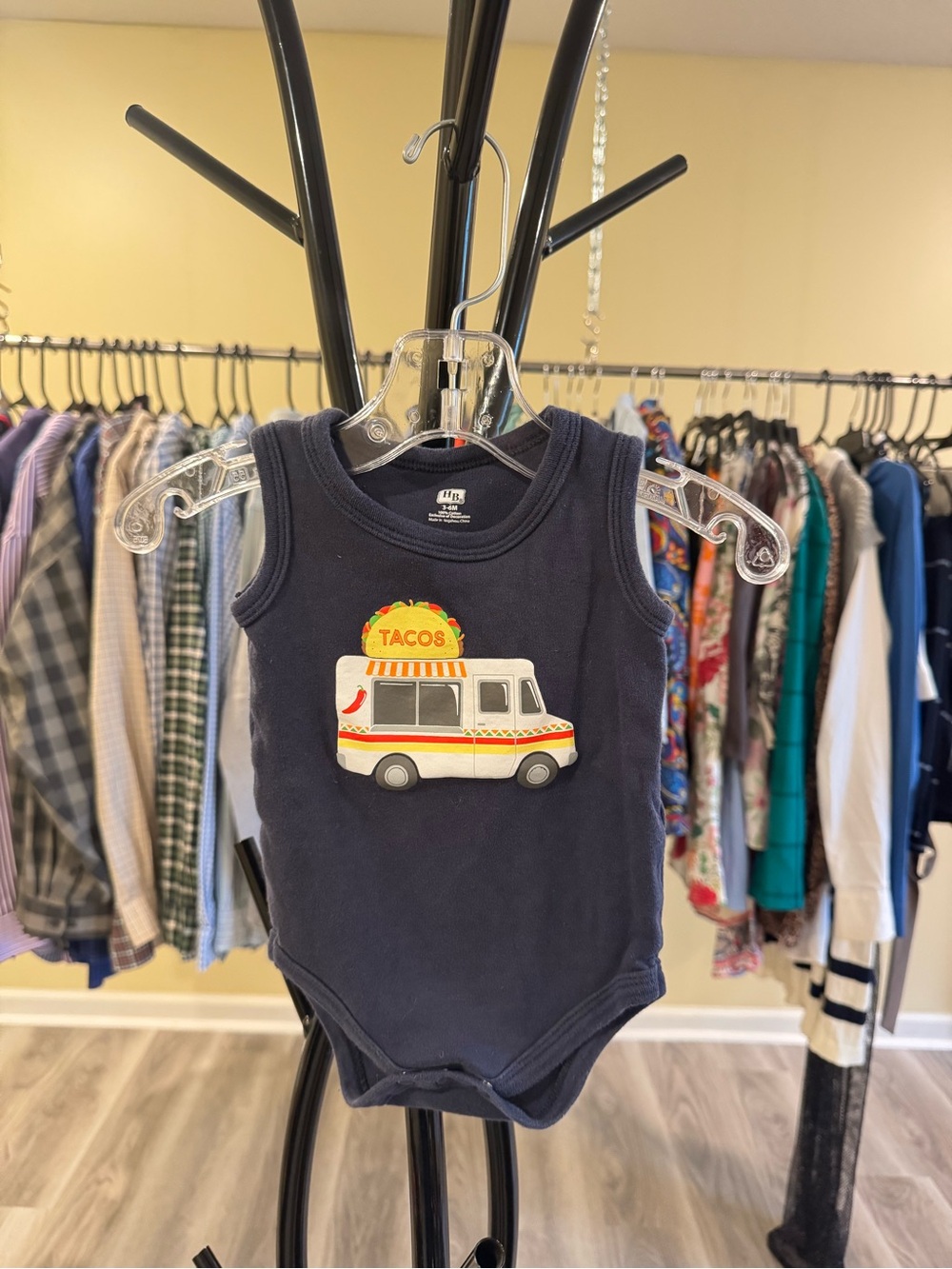 Navy Baby Tank Bodysuit with Taco Truck Patch